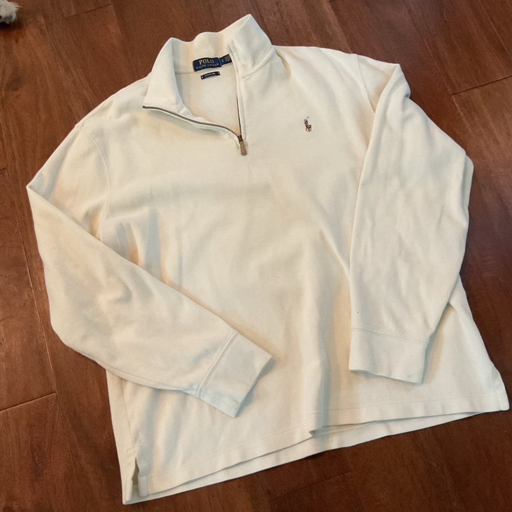 Polo by Ralph Lauren Cream Quarter-Zip Sweater